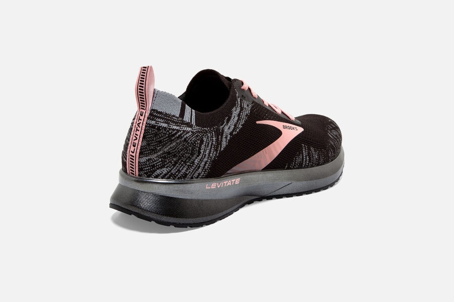 Brooks Israel Levitate 4 Road Running Shoes Womens - Black/Grey/Pink - HVG-876321